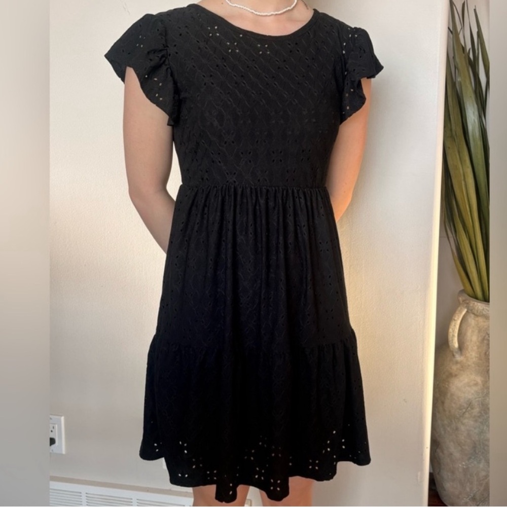 Olivia Rae Elegant Black Eyelet Dress